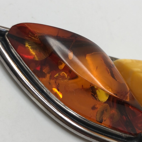 Genuine Baltic Amber Silver Tone Collar Necklace - Picture 13 of 14